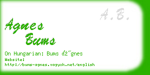 agnes bums business card